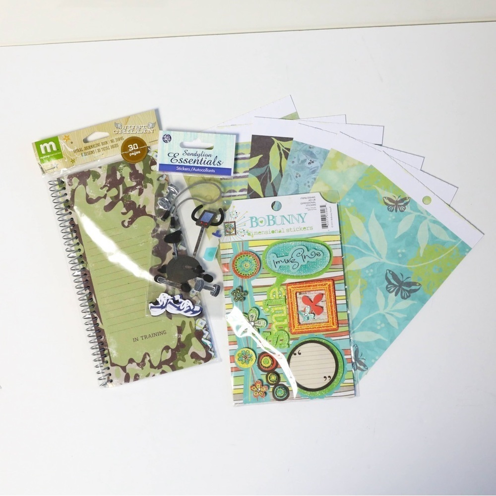 Set of scrapbooking materials new military journaling base gym stickers paper